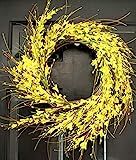 Fall Yellow wreath, Spring wreath, Round wreath, berry wreath,Forysthia wreath | Amazon (US)