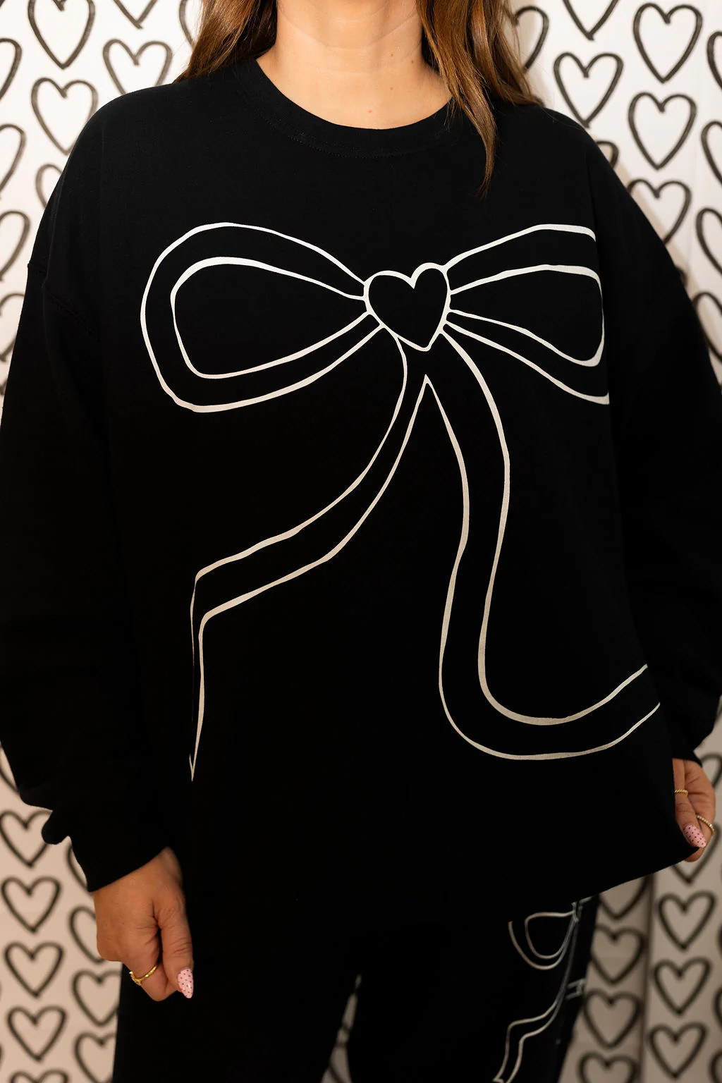 Adult Black Bow Sweatshirt | Shop Staykation