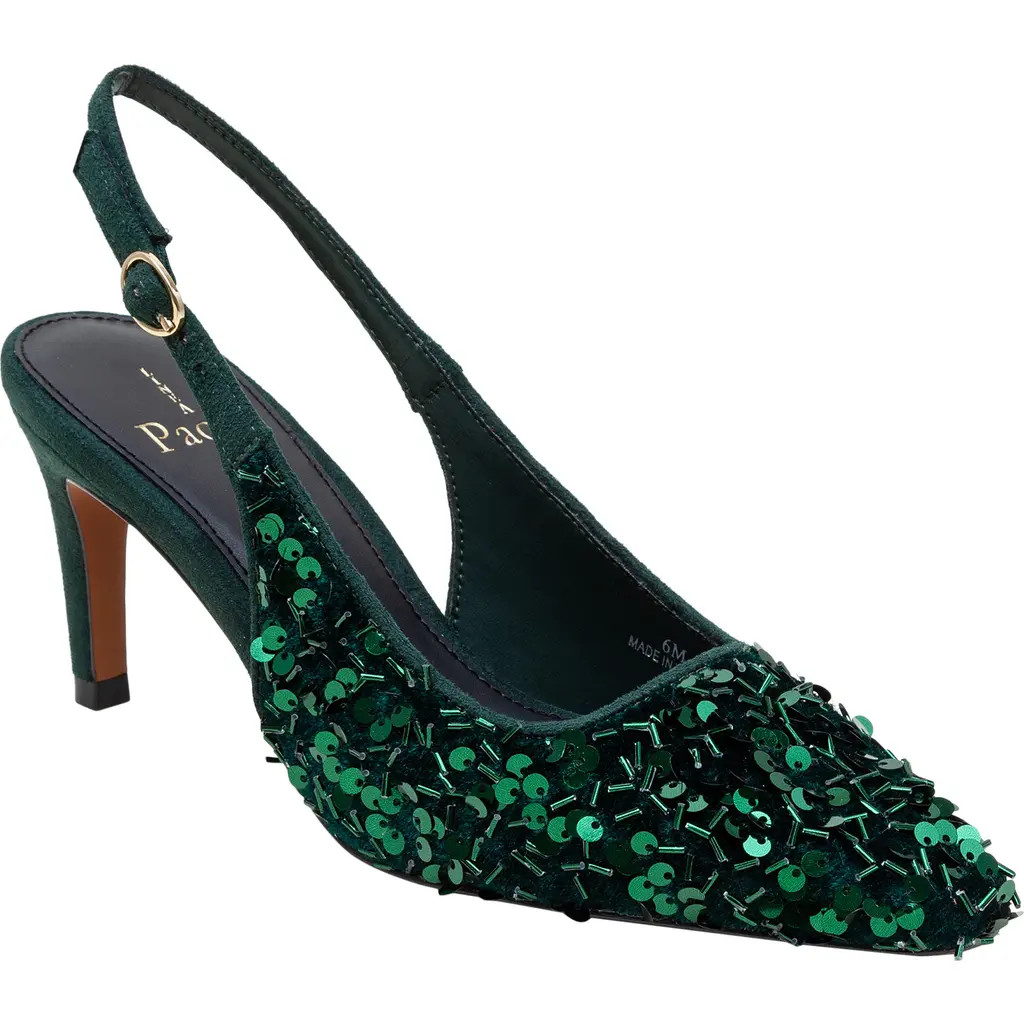 Linea Paolo Cosmo Beaded Pointed Toe Slingback Pump in Green at Nordstrom Rack, Size 10 | Nordstrom Rack