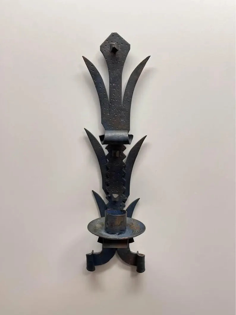 Vintage Hand Forged Wrought Iron Spanish Candle Wall Sconce | Etsy (US)