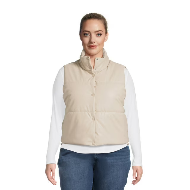 No Boundaries Juniors Standard and Plus Puffer Vest, Sizes XS-4X - Walmart.com | Walmart (US)