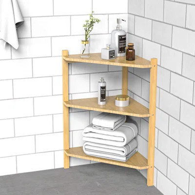 3 Tier Corner Shelf, 100% Real Bamboo Shower Corner Shelves Free Standing Shelf Storage Organizer | Wayfair North America