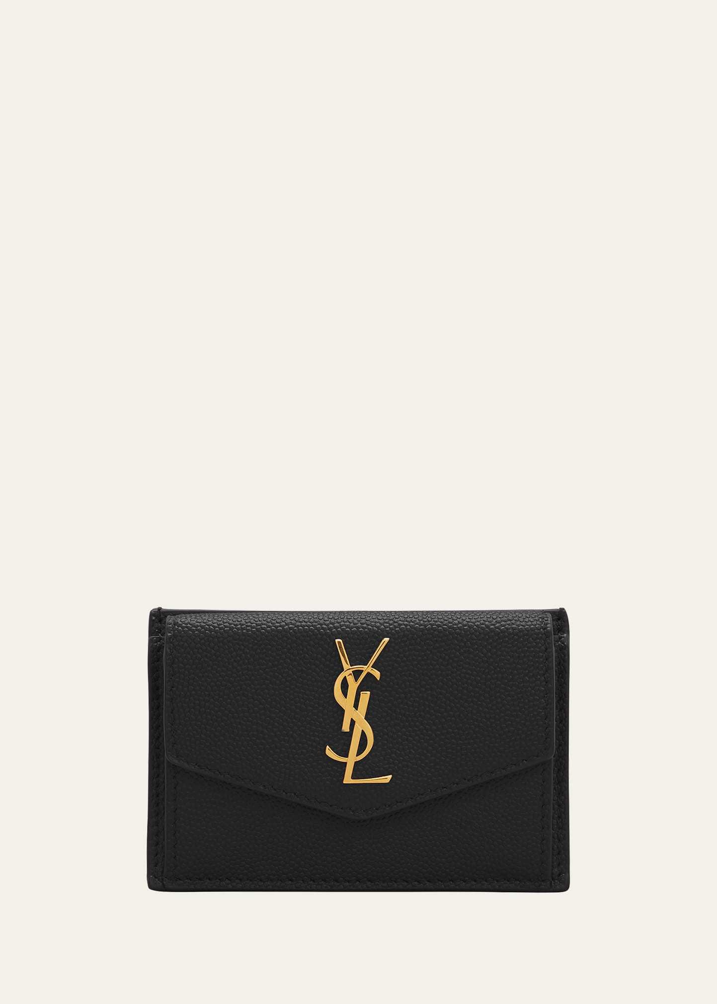 Saint Laurent YSL Monogram Flap Card Case in Grained Leather | Bergdorf Goodman