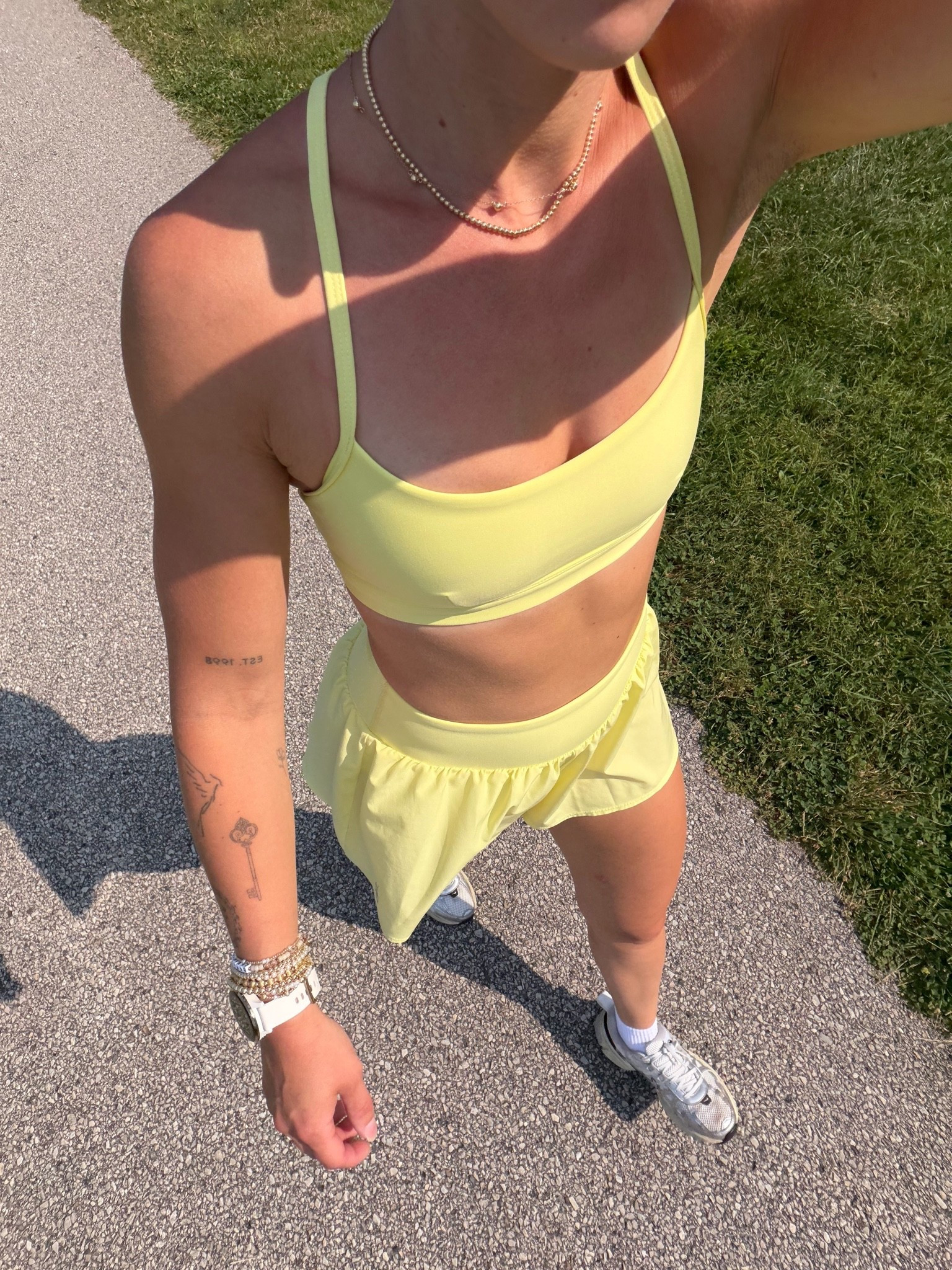 7/27/26 Morning Walk Outfit ☀️ My go-to outfit for a morning walk. 💛 Linking my Alo workout set (wearing an XS in both pieces), Garmin watch, favorite Nike sneakers, Amazon socks, and my everyday Amazon earring stack. Everything is linked here ✨

#LTKootd #LTKfitnessgoals #LTKActive