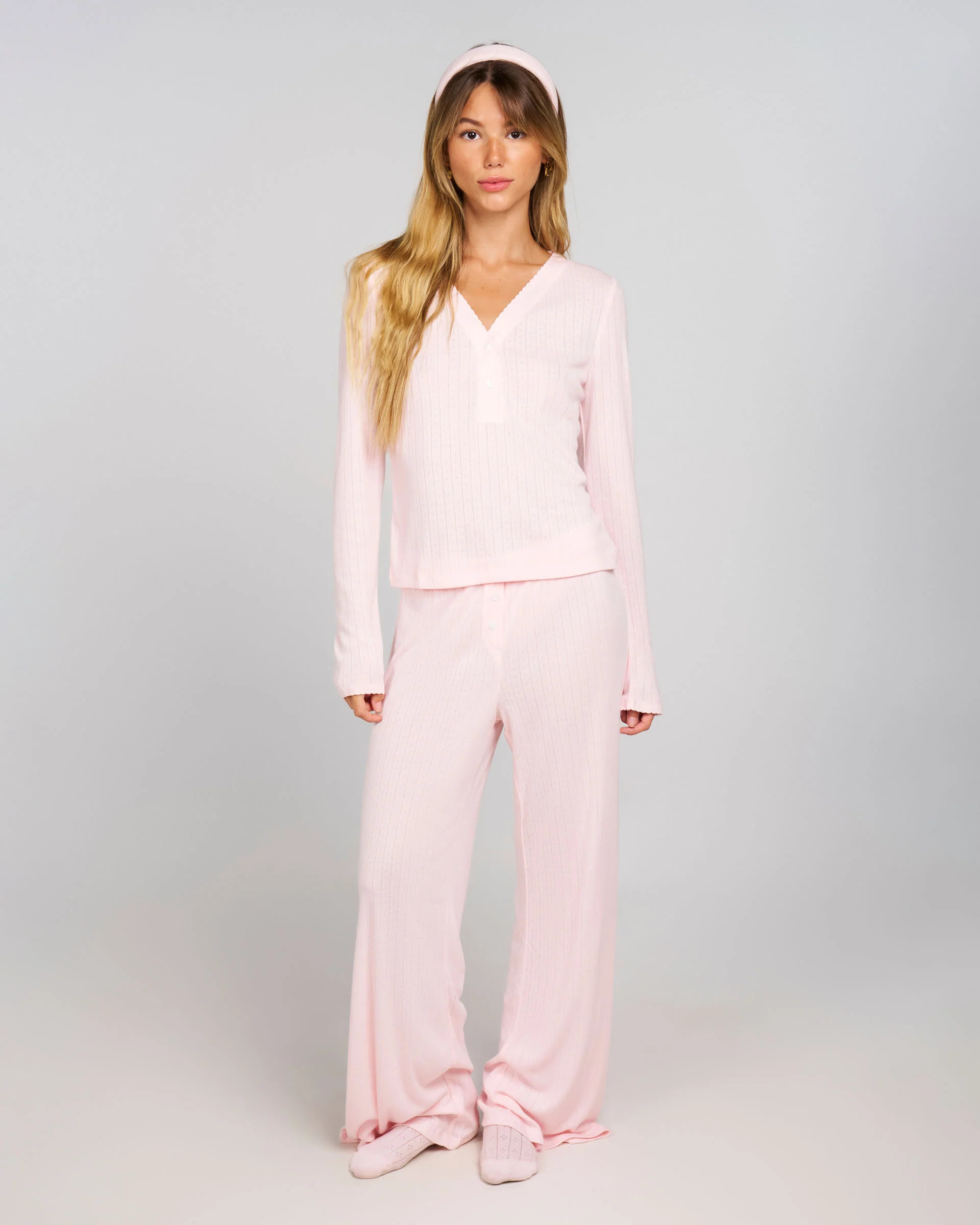 Pointelle Sleep Pants - Blush | Dairy Boy