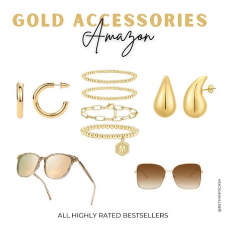I love gold accessories! Especially when they are fashionable and affordable! 🤩
Gold jewelry. Fashion accessories. Sunglasses. Earrings. Bracelets. Amazon fashion. 

#LTKsalealert #LTKstyletip #LTKbeauty