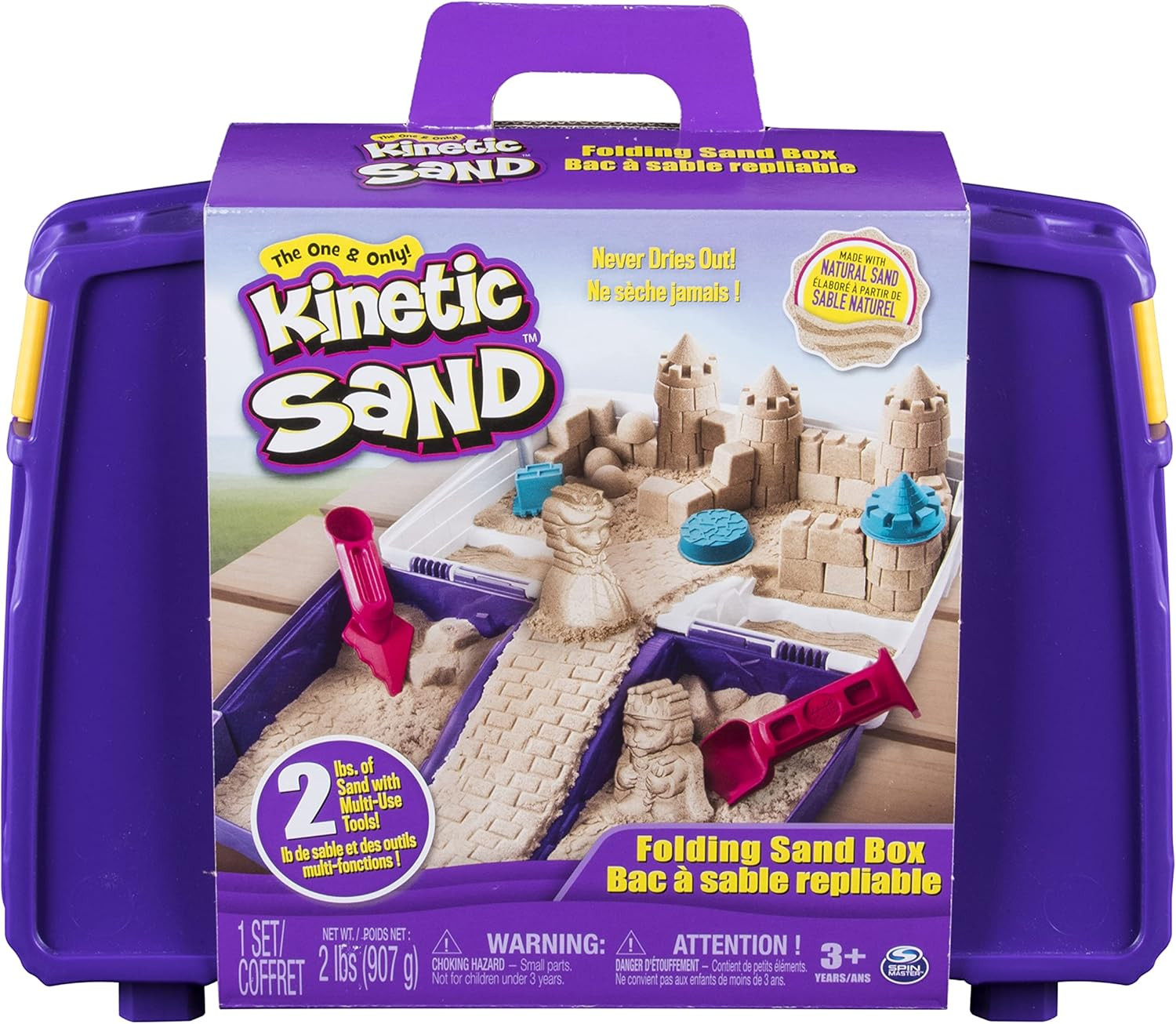 Kinetic Sand, Folding Sand Box with 2lbs of All-Natural, 7 Molds and Tools, Play Sand Sensory Toy... | Amazon (US)