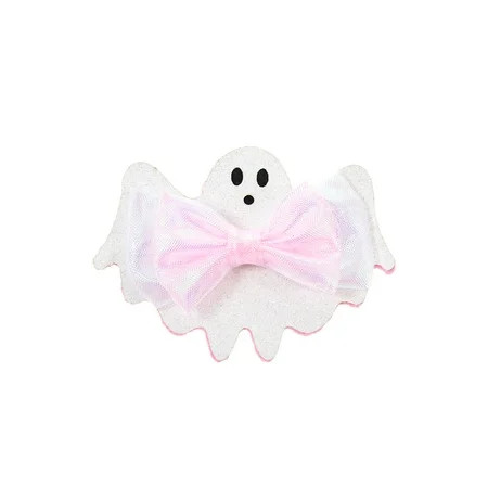 Way to Celebrate Halloween Ghost Hair Clip, White Sparkle with Pink Bow, 1 Piece | Walmart (US)