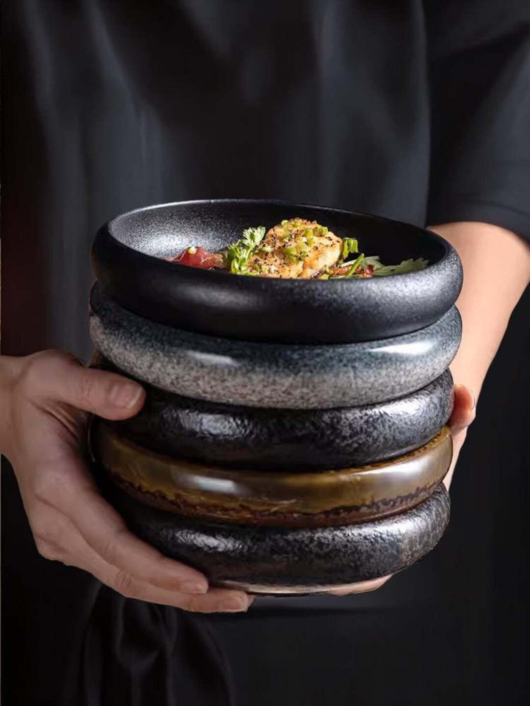 Contemporary Japanese Style Porcelain Bowl Retro Texture Asian Tableware Pasta Serving Stackable ... | Etsy (US)