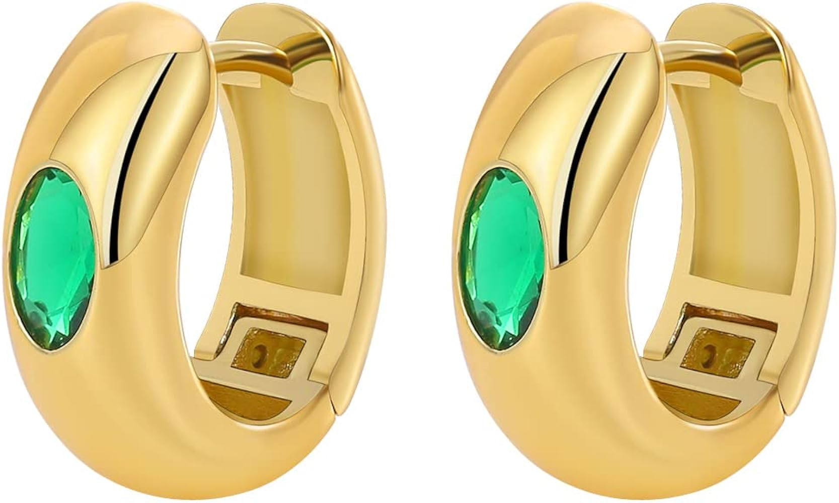 Chunky Gold Hoop Earrings for Women, Small Hypoallergenic Thick Hoops Earrings 18k Gold Plated Li... | Amazon (US)