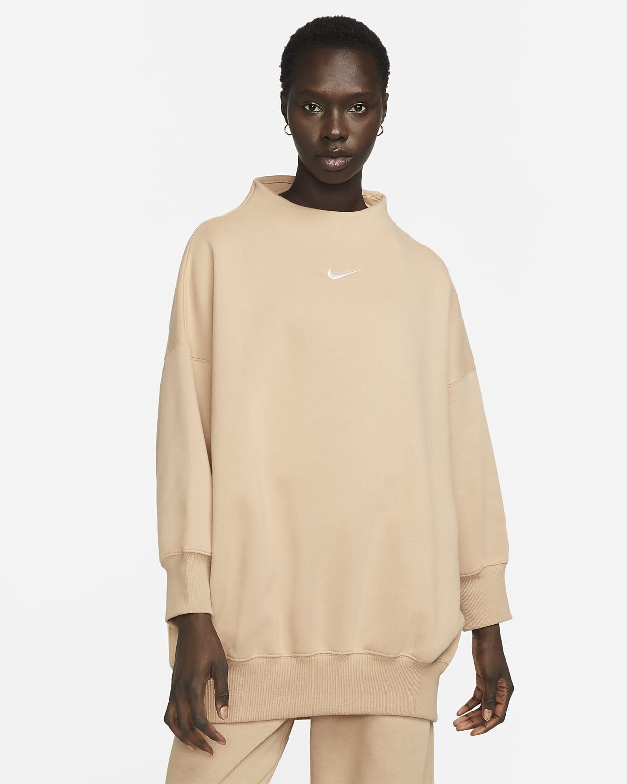 Women's Over-Oversized Mock-Neck 3/4-Sleeve Sweatshirt | Nike (CA)