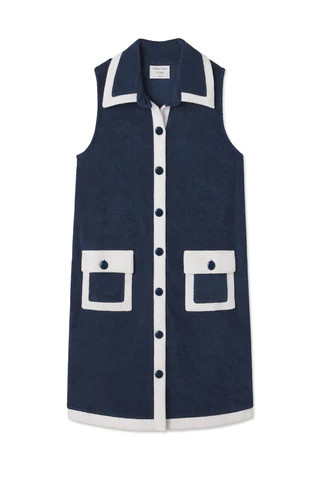 Darcy Terry Dress in Navy | LAKE Pajamas