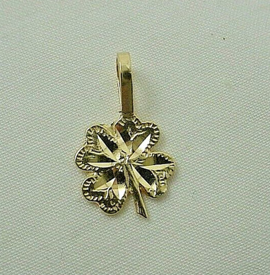 14K Yellow Gold Shamrock Clover St. Patricks Day Charm Pendant | eBay US