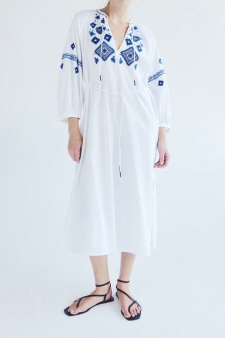 Embroidered white midi dress 

#LTKstyletip #LTKSeasonal #LTKfindsunder100