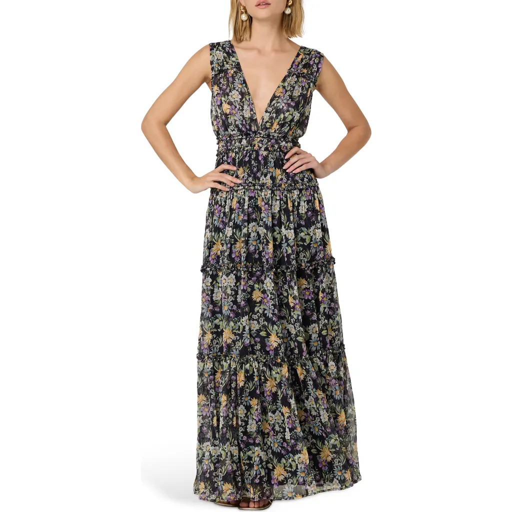 ASTR the Label Edessa Sleeveless Maxi Dress in Black Floral at Nordstrom Rack, Size Medium | Nordstrom Rack