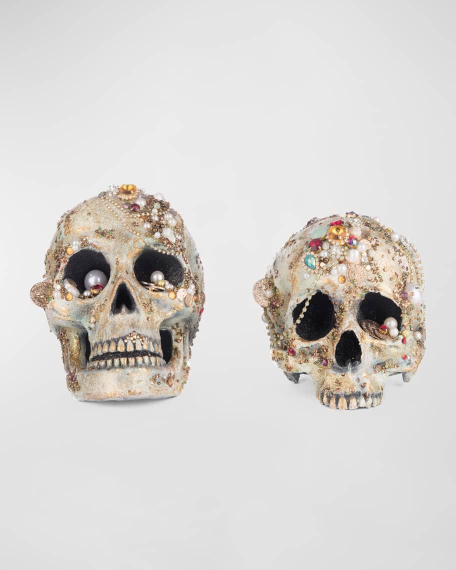 Katherine's Collection Tabletop Jewel Encrusted Skulls, Set of 2 | Neiman Marcus