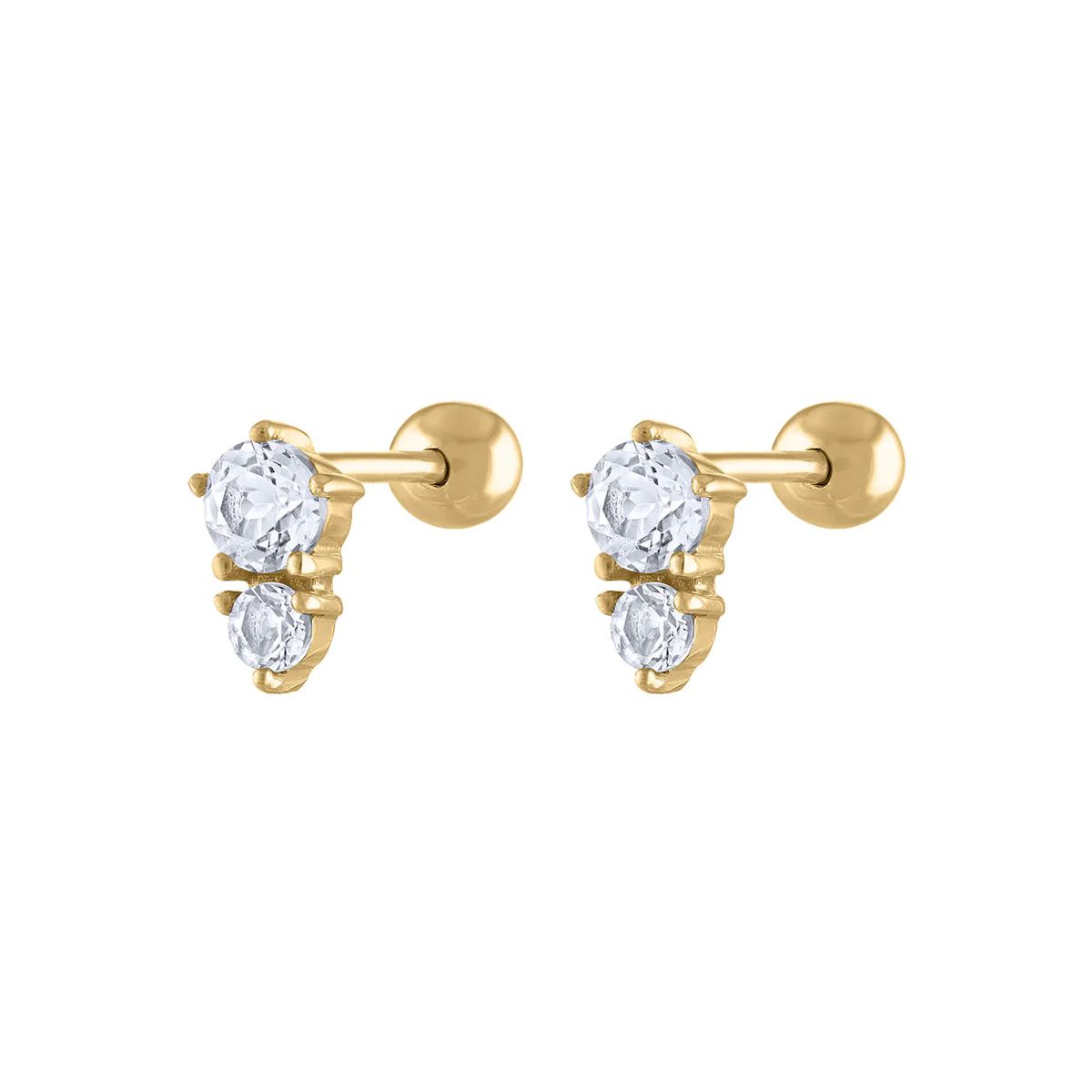 Gaia Crystal Ball Back Earrings in 14k Gold | Maison Miru