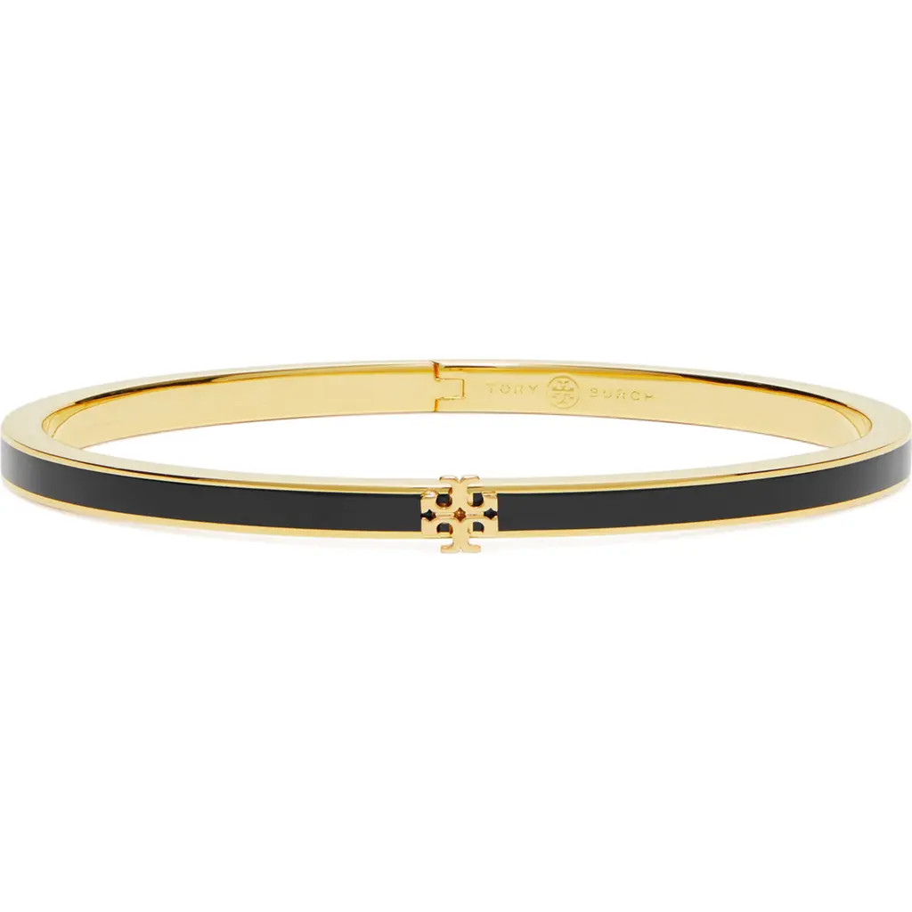 Tory Burch Thin Icon Enamel Bracelet in Tory Gold /Black at Nordstrom, Size Medium | Nordstrom