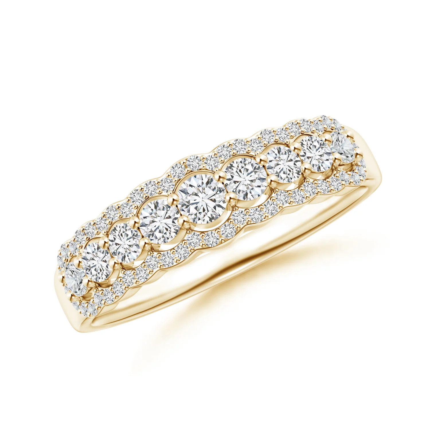 Scalloped-Edge Diamond Nine Stone Anniversary Ring | Angara Inc.