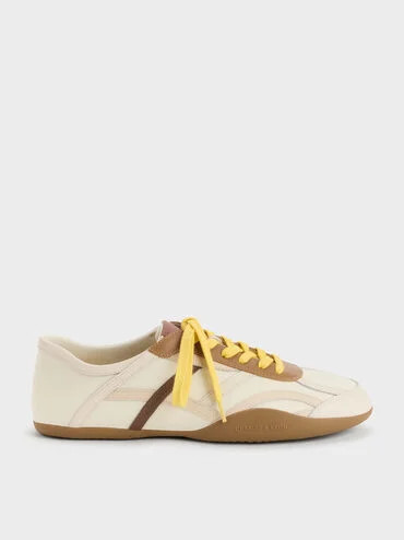 Nylon & Leather Sneakers
    
         - Cream | Charles & Keith US