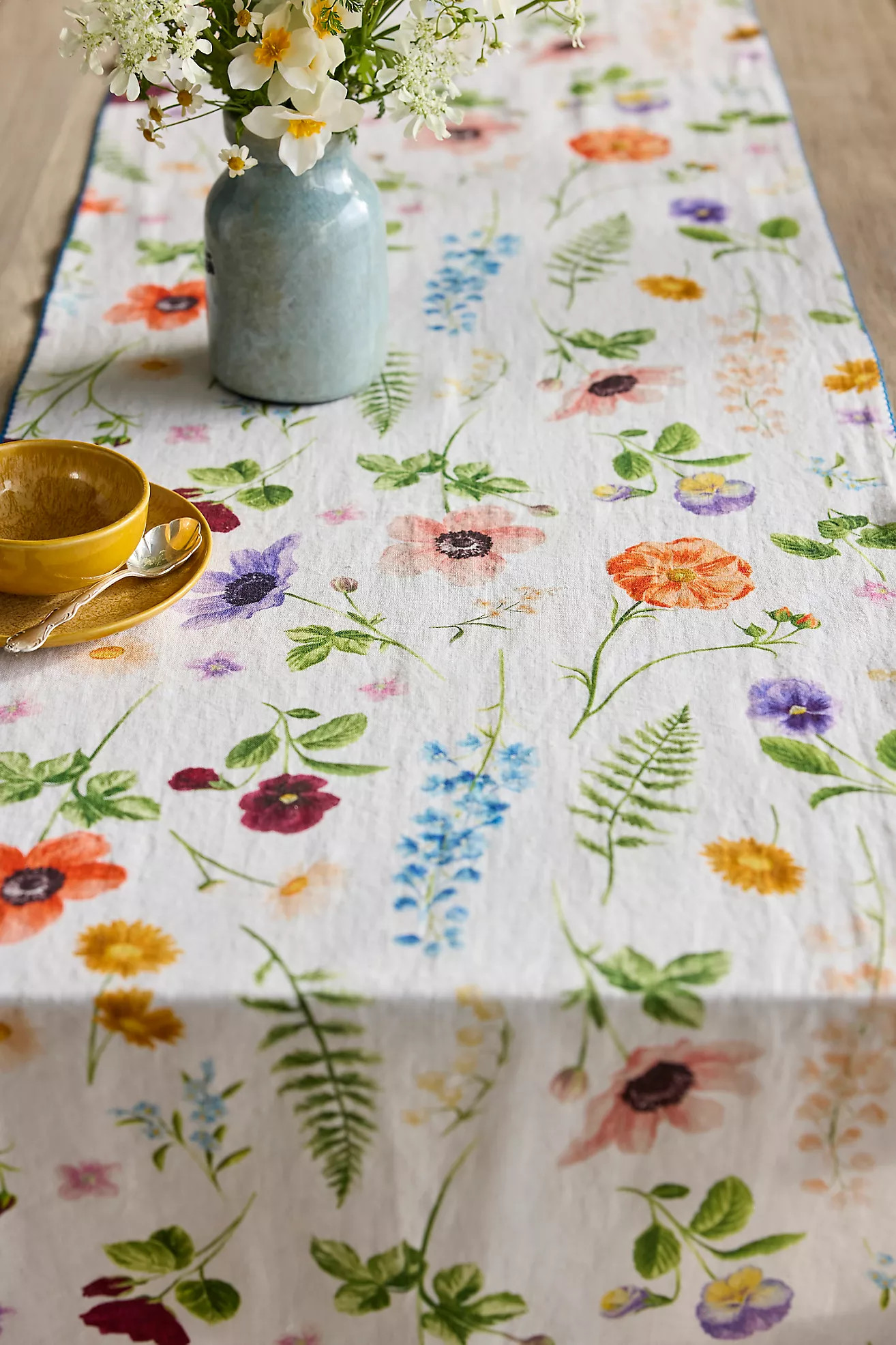 Floral Illustration Linen Runner