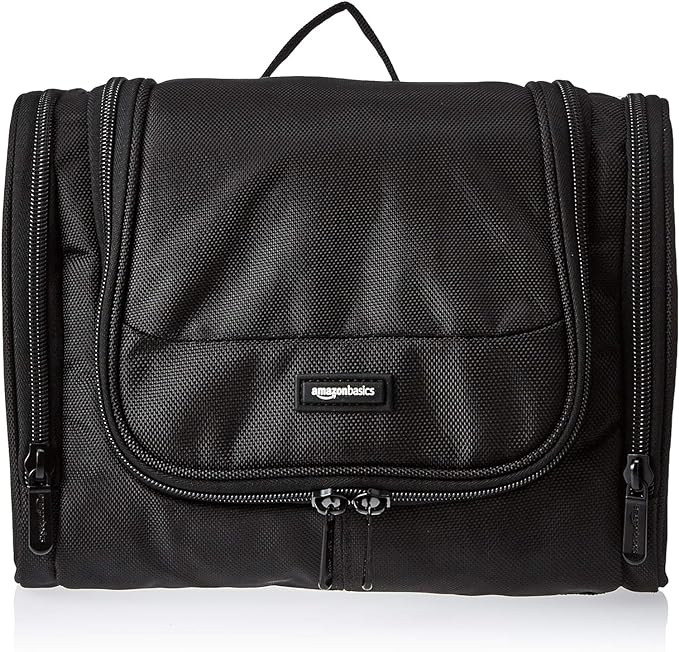 Amazon Basics Hanging, Travel Toiletry Bag Organizer, Shower Dopp Kit, Black | Amazon (US)