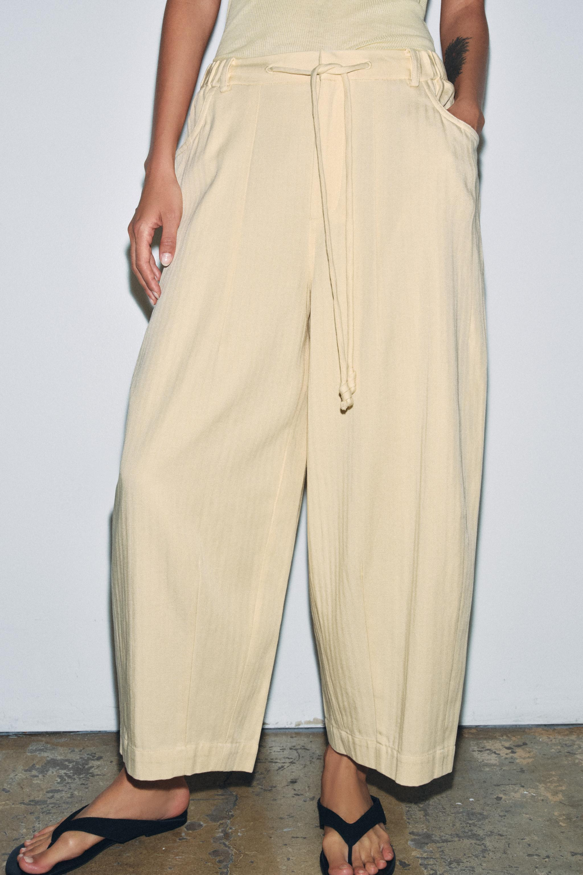 ZW COLLECTION HERRINGBONE TEXTURE PANTS | Zara US