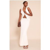 White Textured Lined Maxi Skirt | PrettyLittleThing US