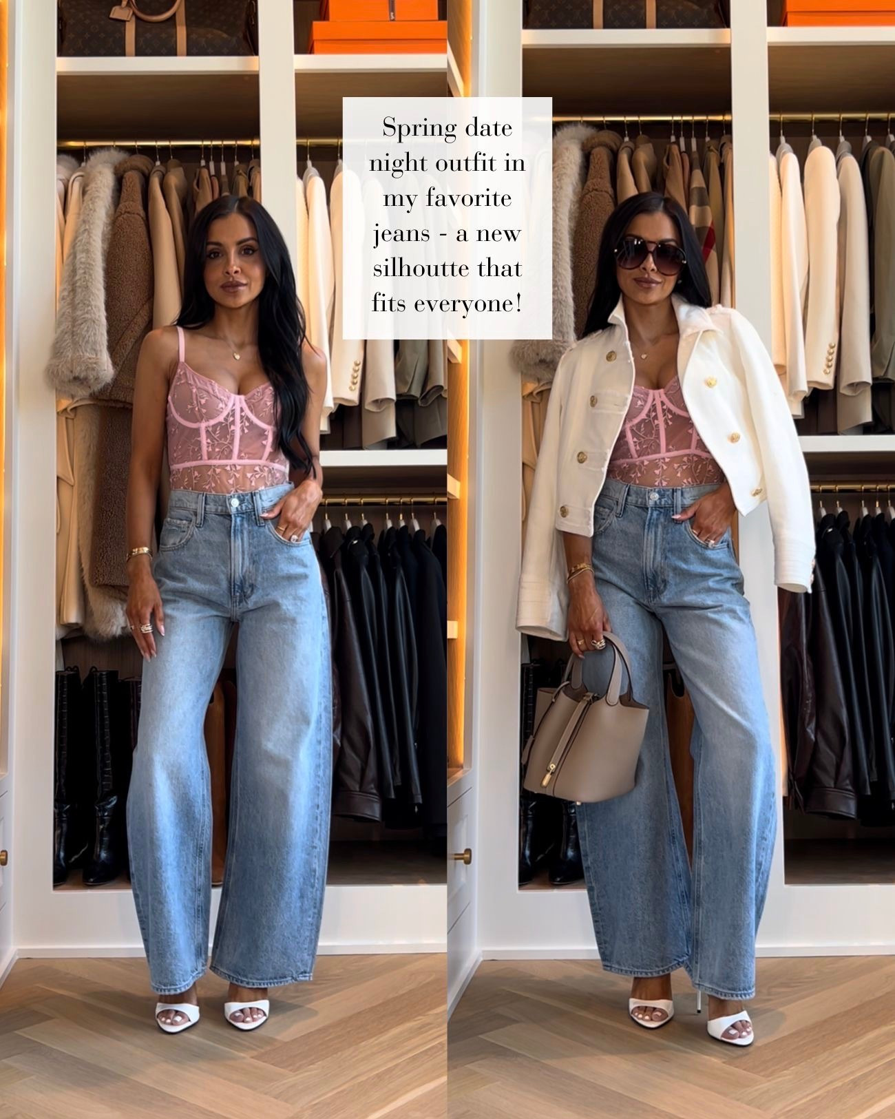 The wide leg jeans that fit everyone 
Paige denim wearing a 23
Anthropologie lace pink bodysuit wearing an XS
Zara white jacket selling fast! Wearing an XS
Hermes inspired Amazon bag 
Mother white tee wearing an XS
Gucci pendant necklace 



#LTKOver40 #LTKootd #LTKPetite
