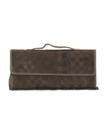 Made In Italy Leather Woven Pochette | TJ Maxx
