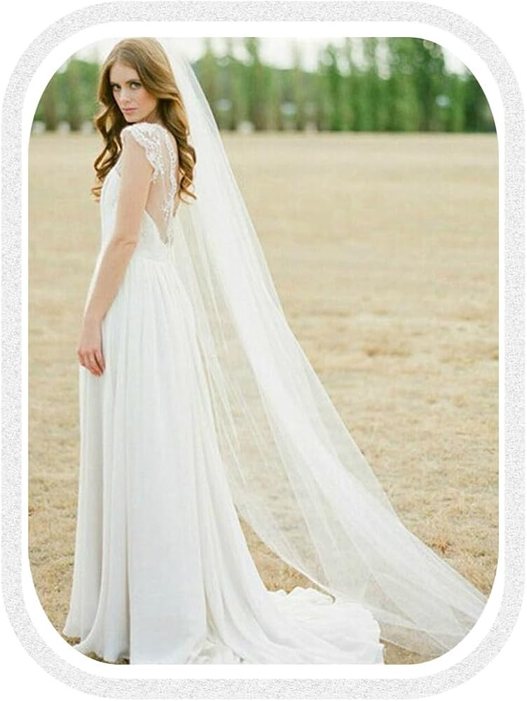 Unsutuo Wedding Veil Comb Bridal Cathedral Veil 1 Tier Drop Veil Wedding Hair Comb for Brides, 11... | Amazon (US)