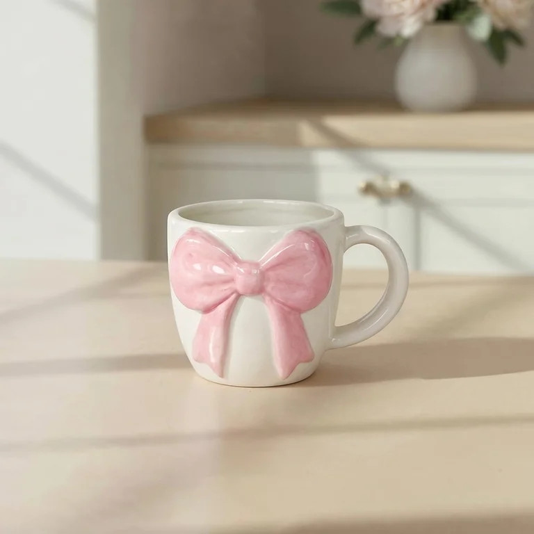 Bow Mug, Pink and White, Mother's Day by Way To Celebrate | Walmart (US)