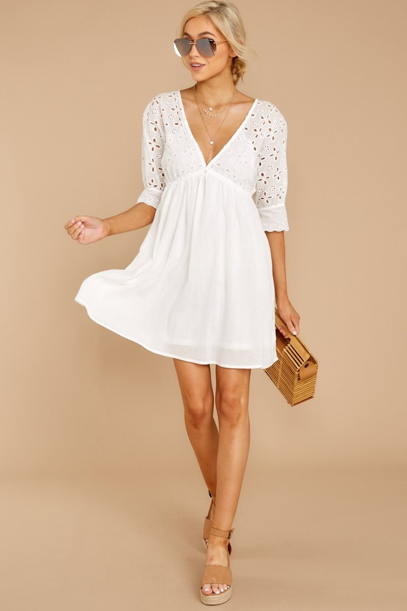 Always Me White Eyelet Lace Dress | Red Dress 