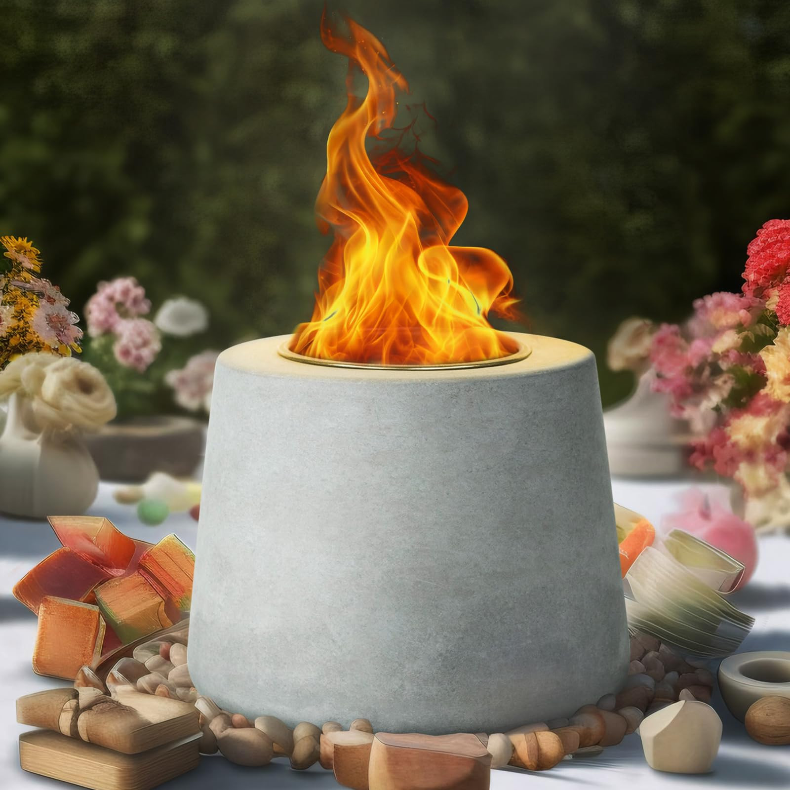 Tabletop Fire Pit Indoor Concrete Personal Table Top Firepit Outdoor Mini Portable Bowl for Smore... | Amazon (US)