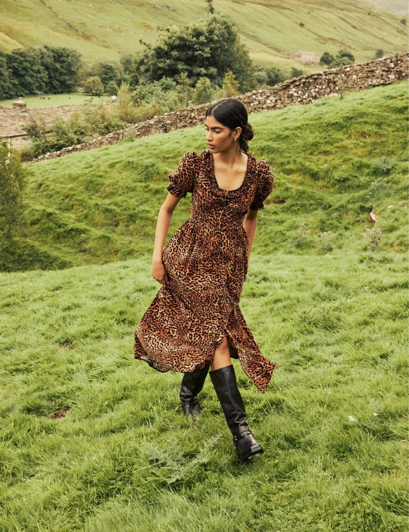 Leopard Print Cord Flossie Midi Dress | Nobody's Child