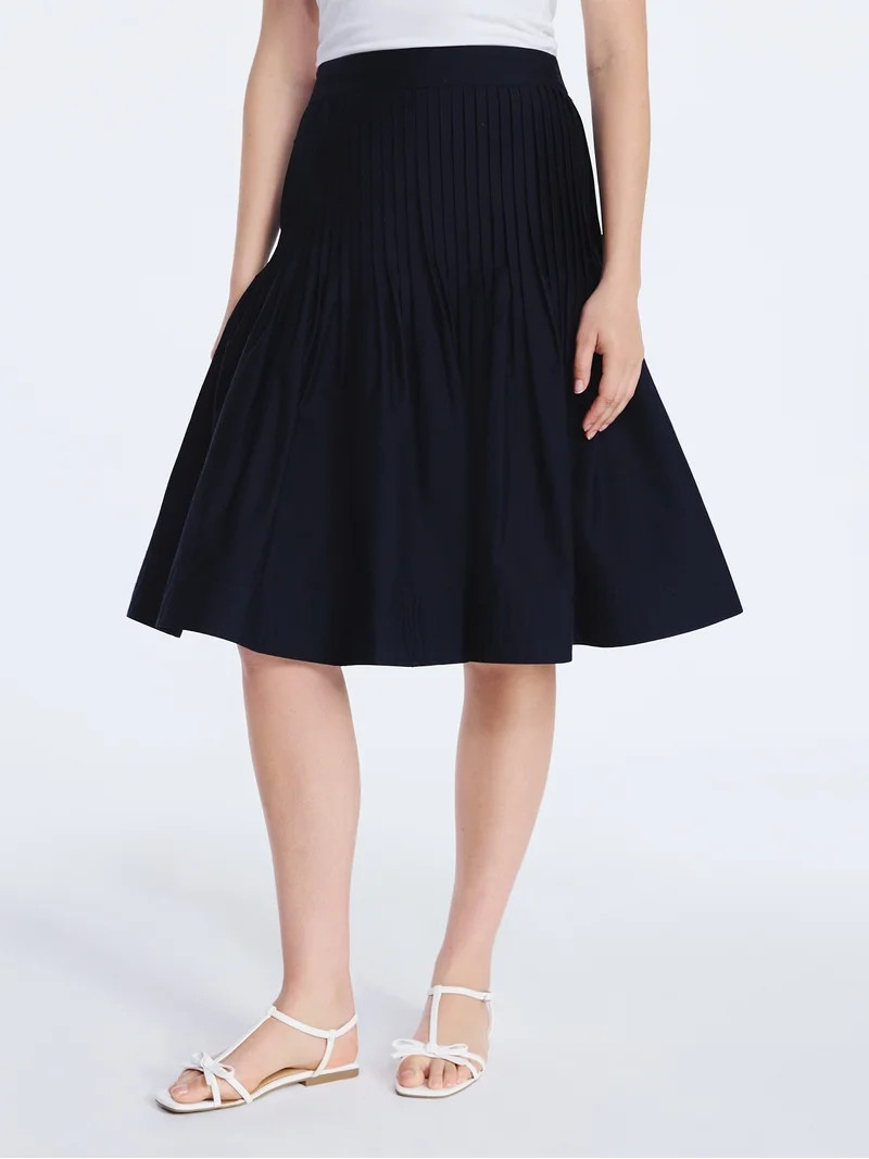 Free Assembly Women's Pintuck Knee Length Skirt, Sizes XS-XXL | Walmart (US)