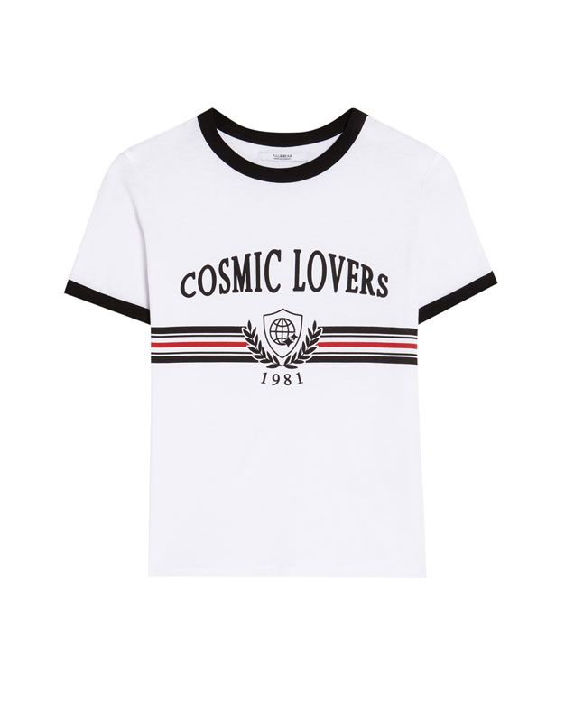 T-Shirt mit Schriftzug „Cosmic lovers“ | Pull & Bear DE