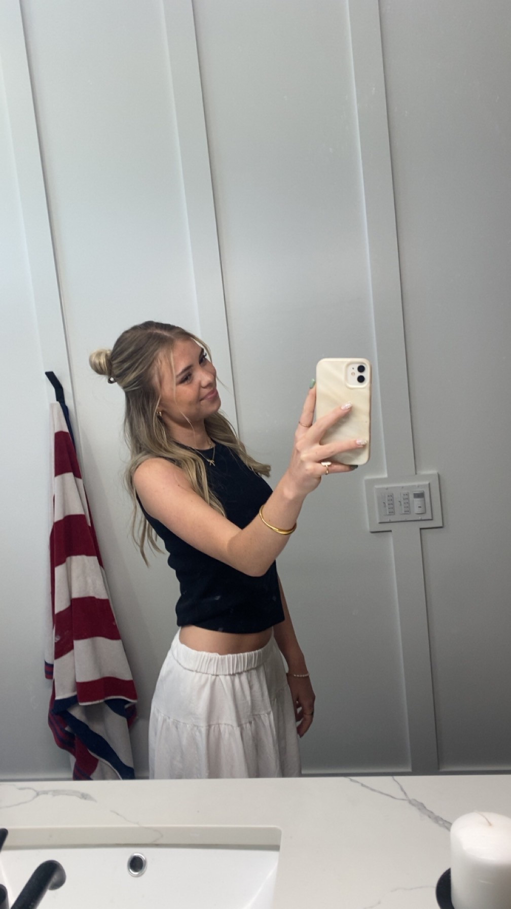 Cute dressed up spring outfit inspo! 
Top size S, skirt S

#dress #skirt #hairstyle #spring #gold #outfit #inspo 

#LTKBeauty #LTKStyleTip #LTKSeasonal