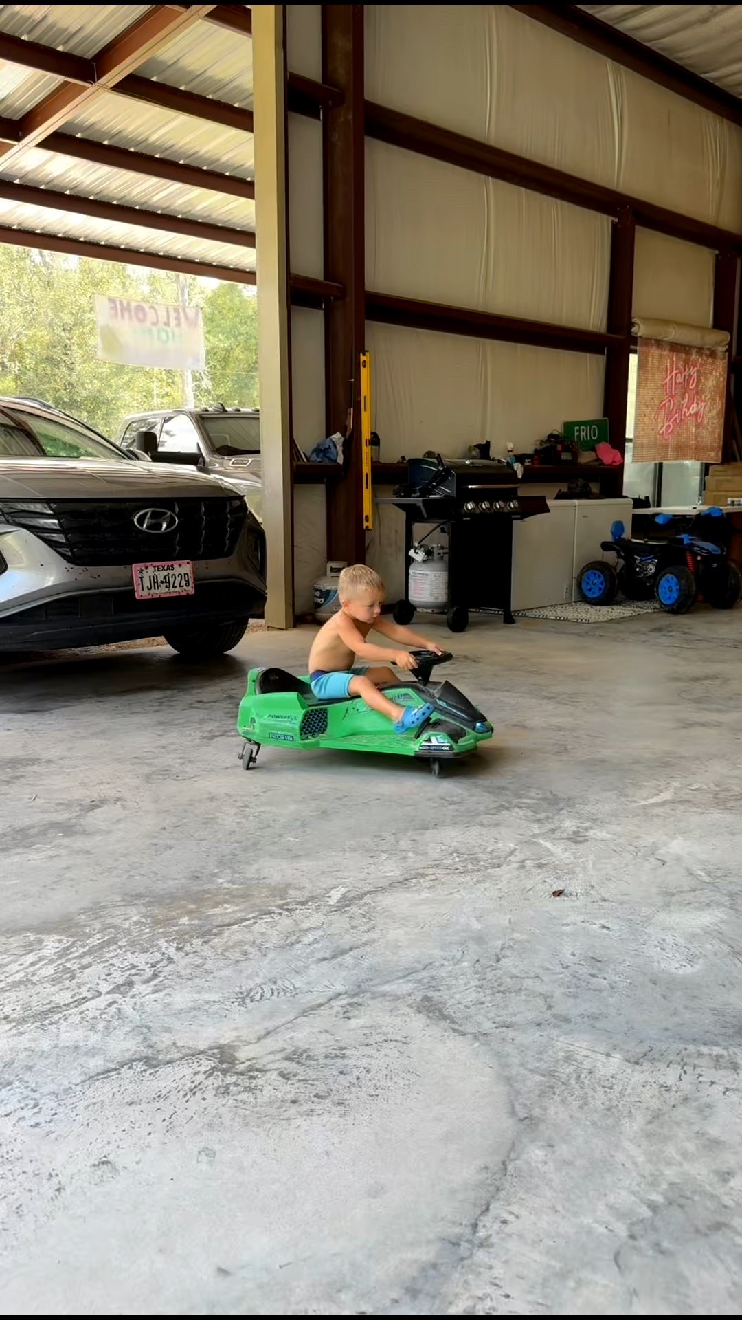 We have the 24v! It has 2 speeds. We started Konnar out on the low speed but now he drives in fast speed. He is 2 years old and started driving when he was 1.