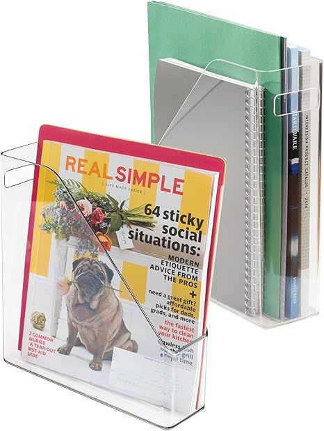 mDesign Plastic Sturdy File Folder Bin Storage Organizer - Vertical with Handle - Holds Notebooks... | Amazon (US)