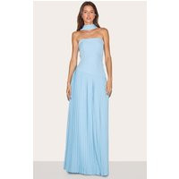 Pale Blue Woven Asymmetric Pleated Maxi Dress | PrettyLittleThing US