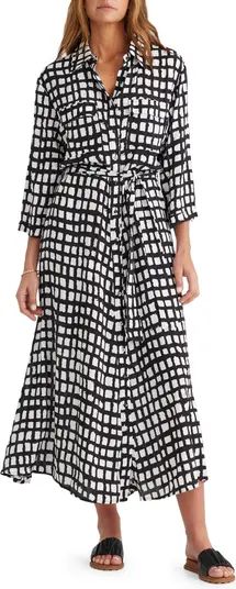 Rosselini Windowpane Print Midi Shirtdress | Nordstrom