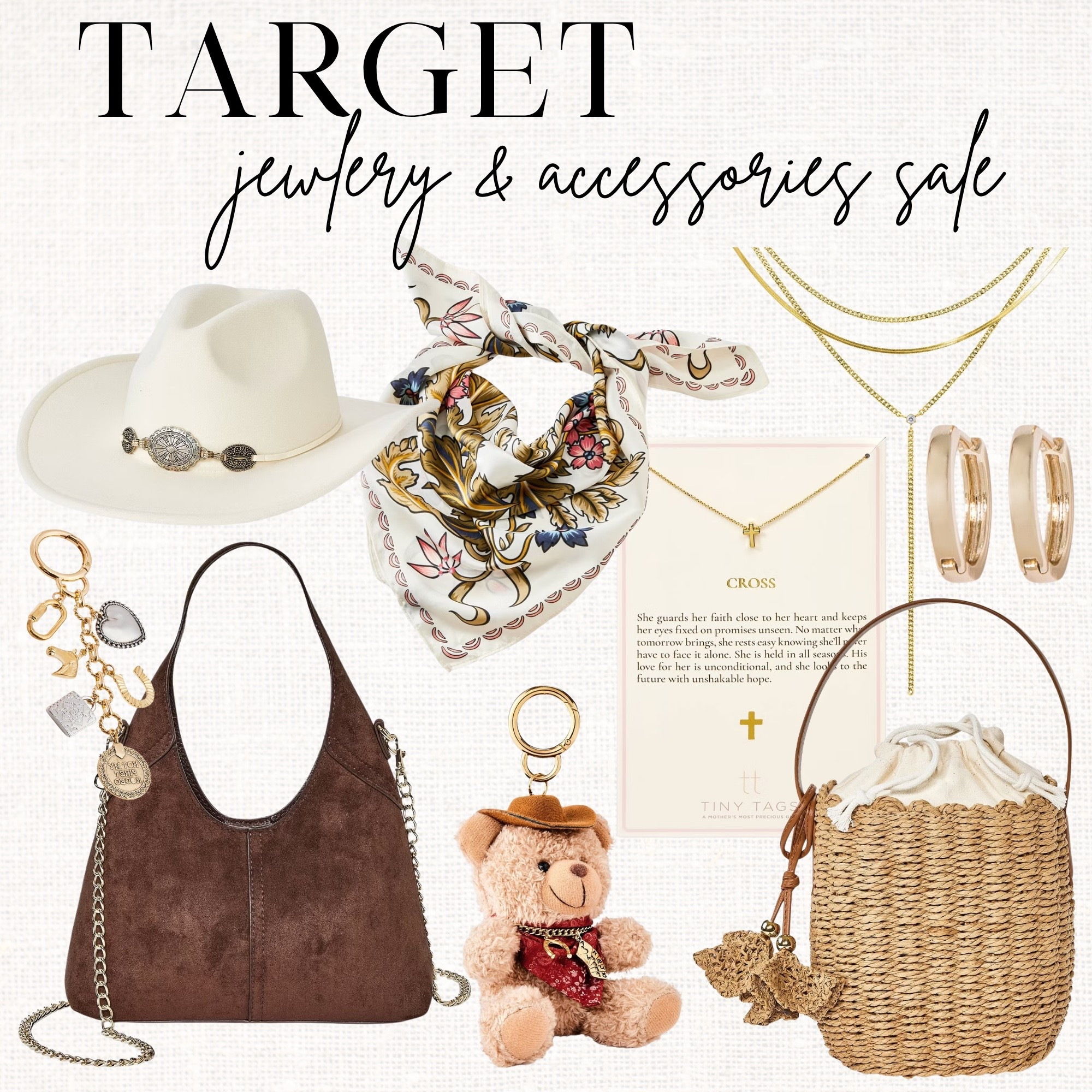 Target deals, target accessories, jewelry, hats, cowgirl hat, cowboy, scarf, bandana, necklace, cross, earrings, keychains, purse, bag, tote, teddy bear, deal, sale 

#LTKootd #LTKgrwm #LTKSaleAlert