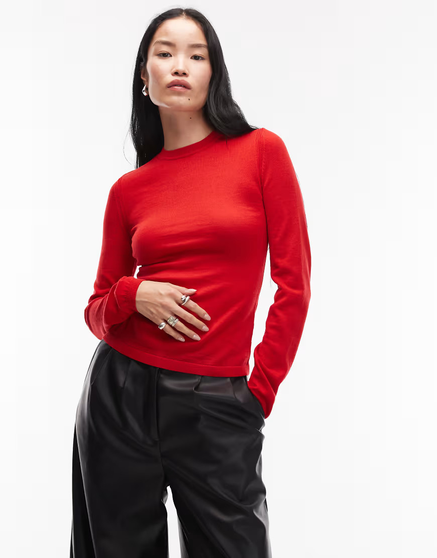 & Other Stories slim fit pure merino wool sweater in red | ASOS (Global)