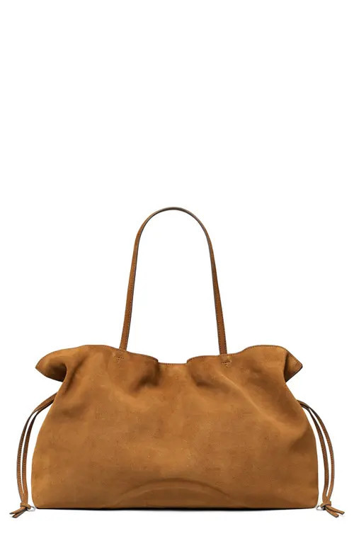 Tory Burch Ella Suede Drawstring Tote in Caramel at Nordstrom | Nordstrom