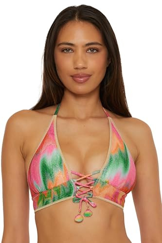 Becca Mirage - Women's Halter Bikini Top, Adjustable, Tie Back, Swimwear Separates for Women, Multicolor, D | Amazon (US)