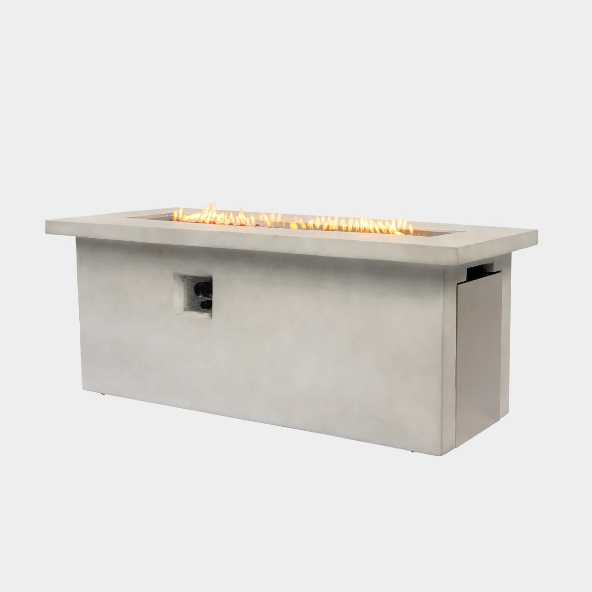 24" H x 60” W Outdoor Concrete Propane Fire Pit Table with Hidden Storage Cabinet and Hideaway ... | Wayfair North America