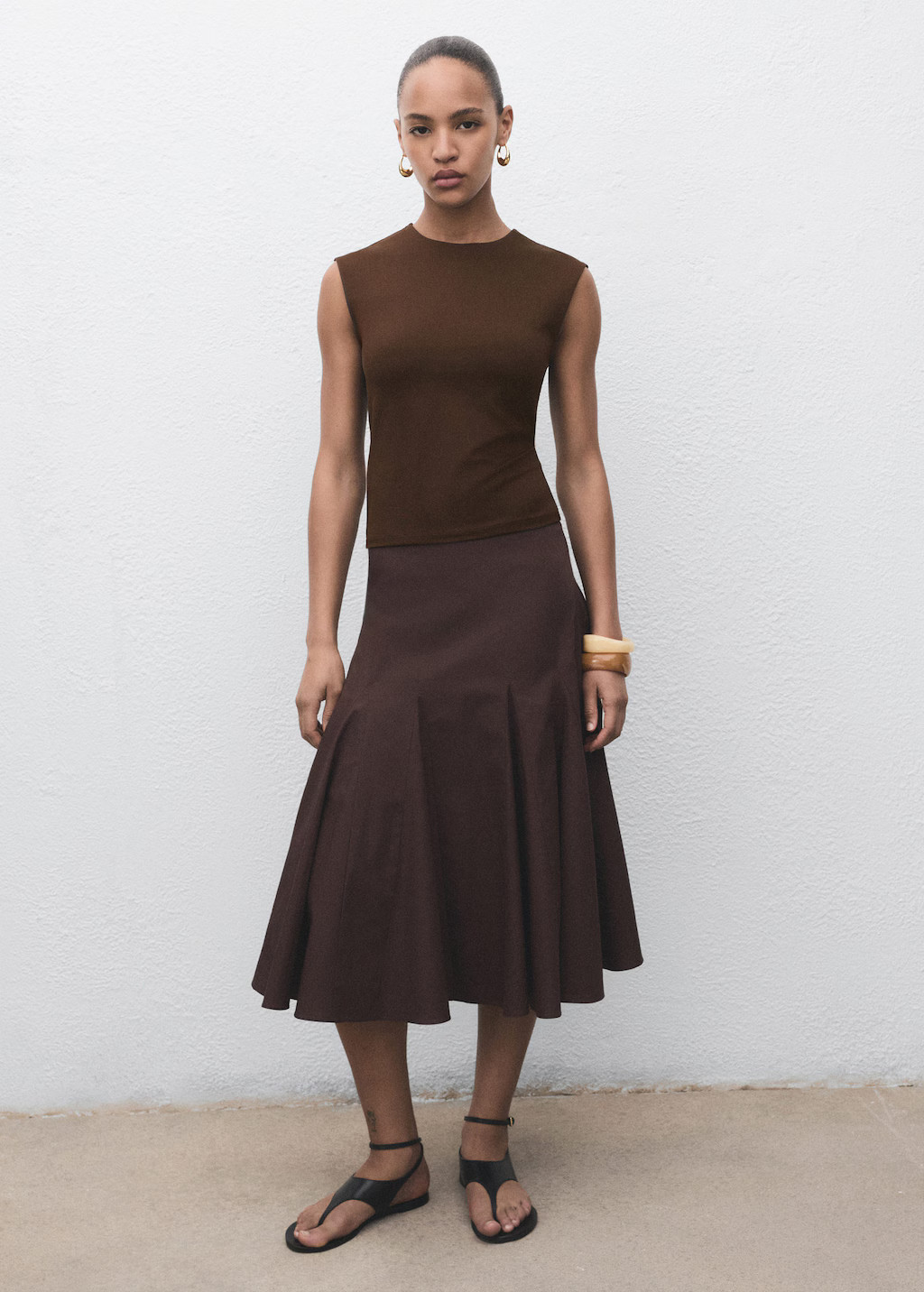 Fitted tank top brown - Woman - L - MANGO | Mango (US/MX/AU)