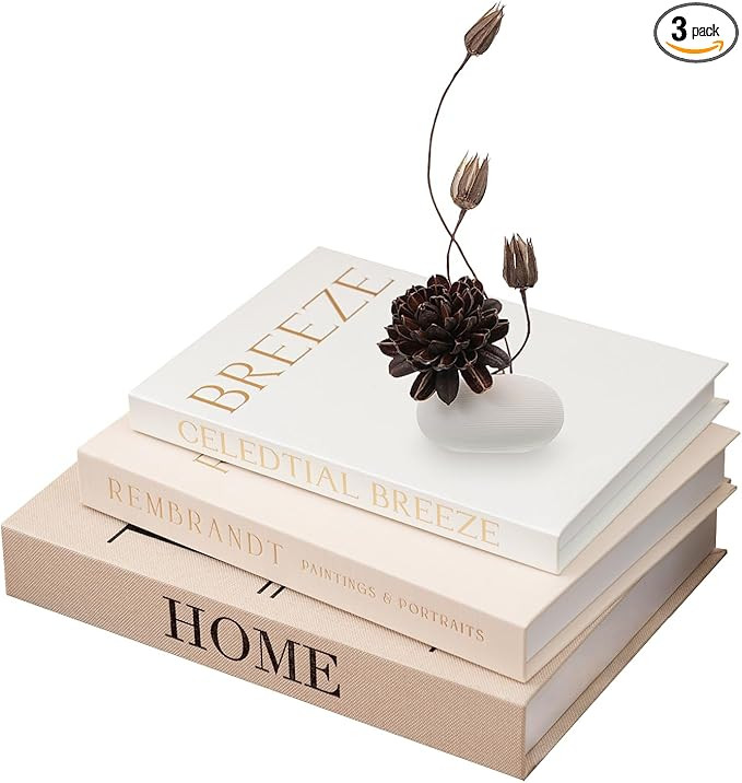 Linen Hardcover Decorative Books for Home Decor - Coffee Table Book Decor Large Fake Faux Books f... | Amazon (US)