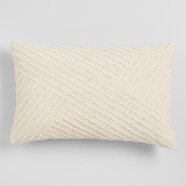 Oversized Ivory Angled Stripe Lumbar Pillow | World Market